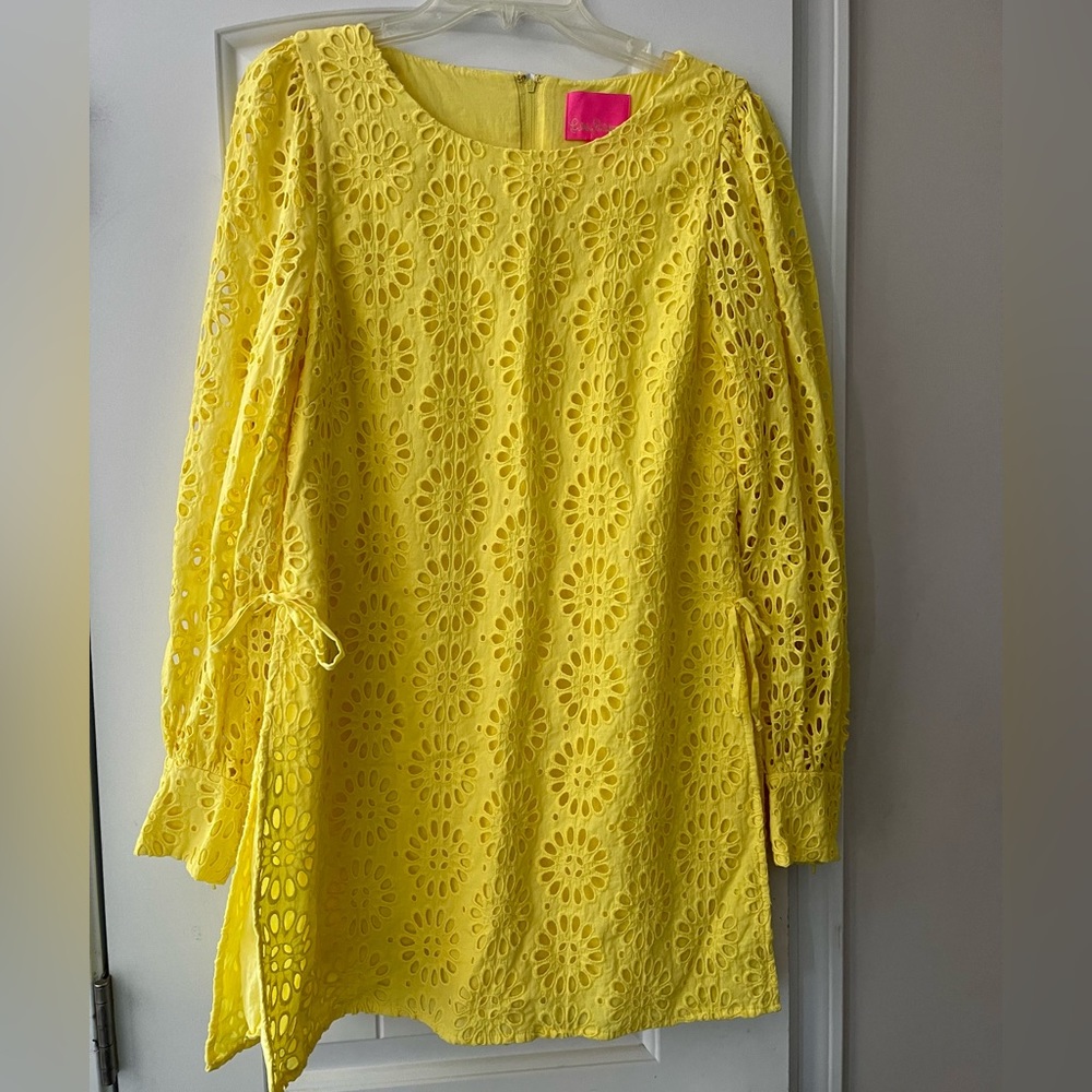 Lilly Pulitzer Aisha Eyelet Romper Yellow